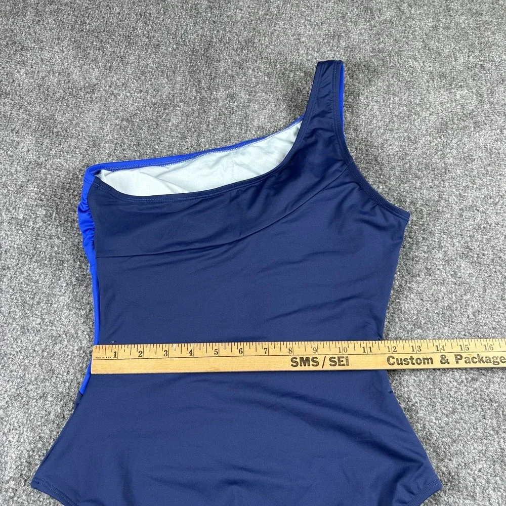 Cupshe One Piece Swimsuit Women's M Blue Colorblock One Shoulder Slim Sculpt NWT